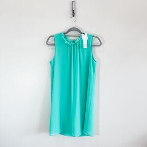 NWT Naked Zebra Small Mint Shift Dress Sleeveless Ruffle Neck Midi
